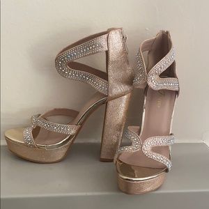 Champagne platform heels